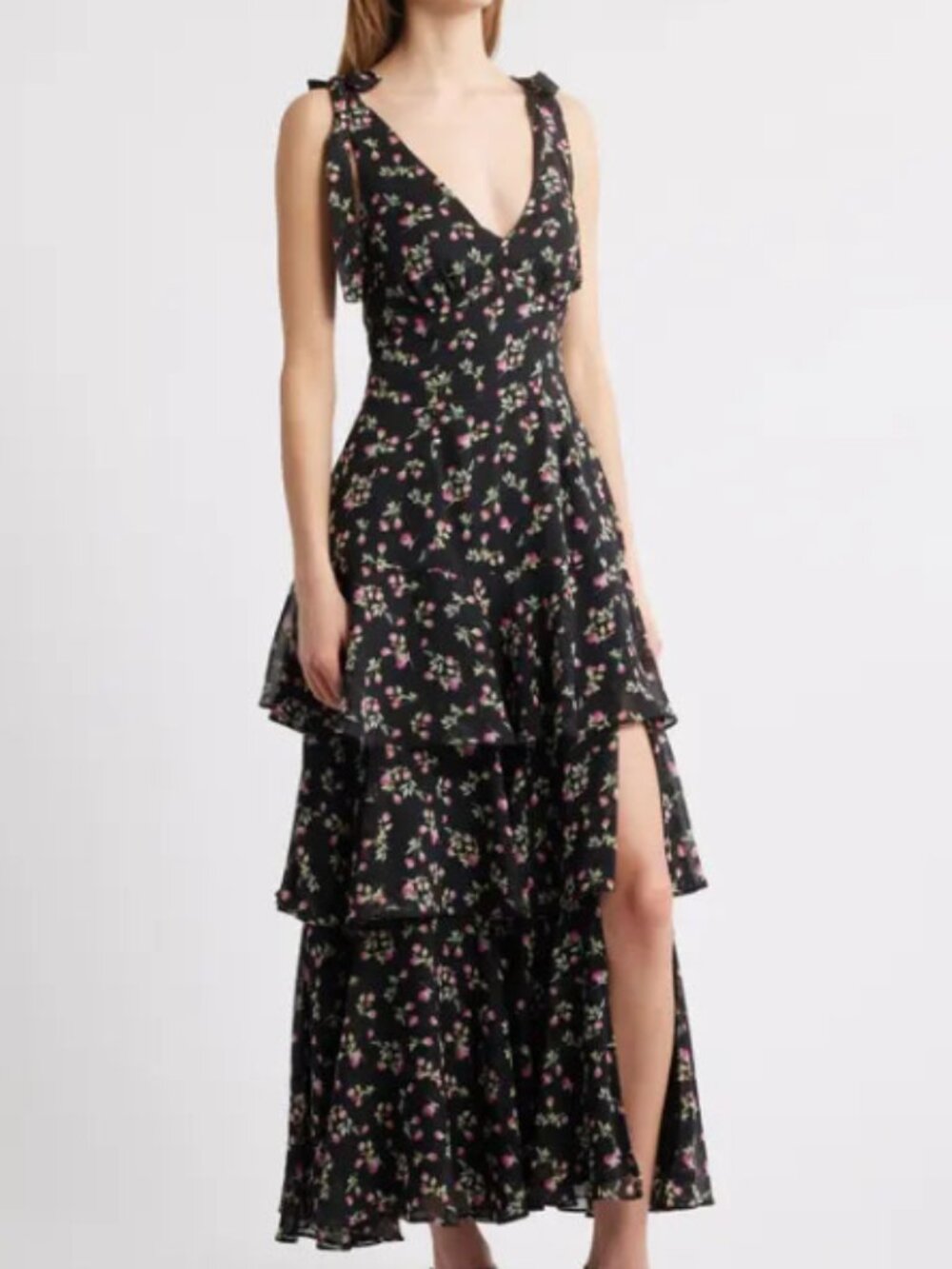 Arya Tiered Floral Chiffon Maxi Dress